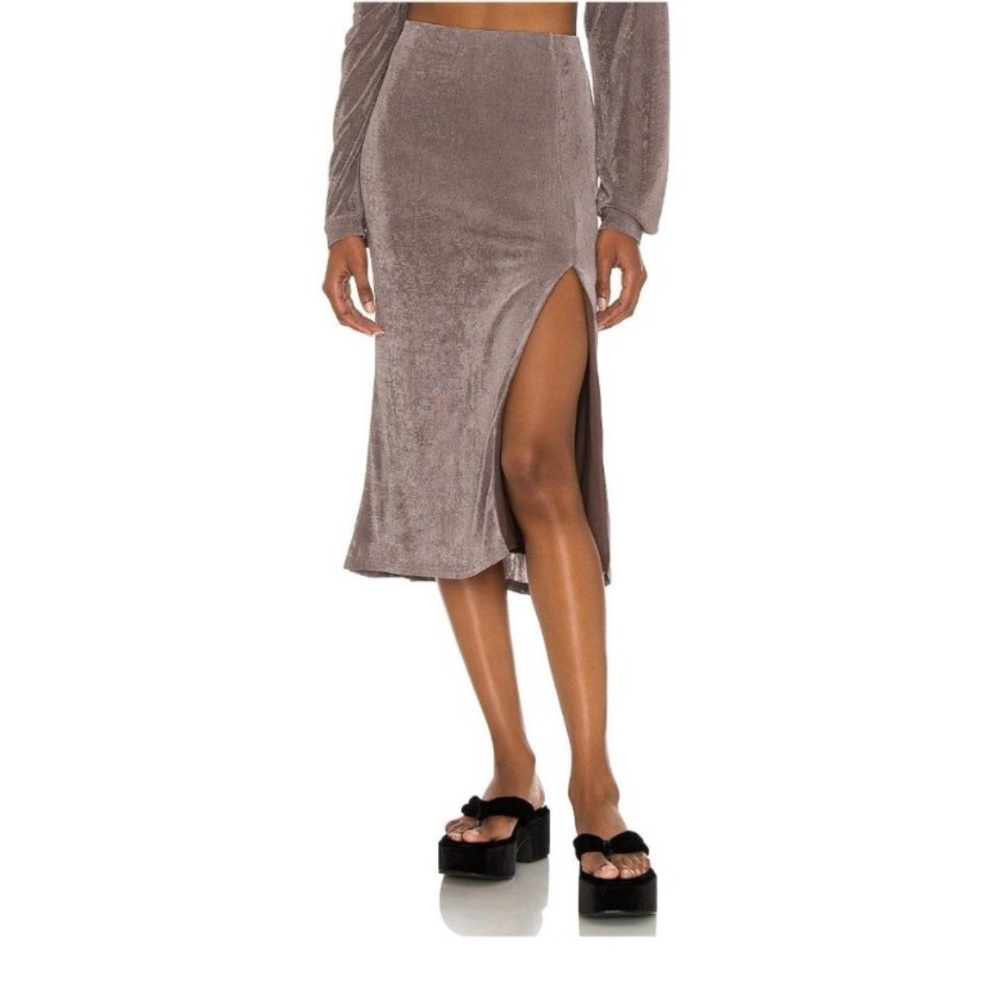 Revolve LPA taupe Fall Brown Velvet skirt